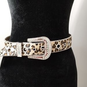 & Other Stories Leopard Print Belt with Rhinestones